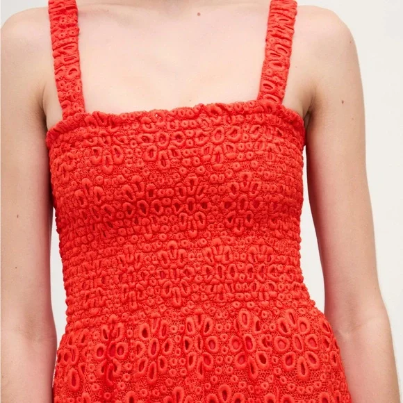 NWT Hill House The Anjuli Nap Dress Poppy Red Scallop Lace - Picture 2 of 11